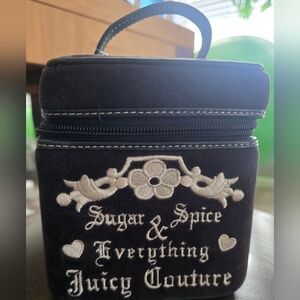 Juicy Couture Black Velvet Cosmetic Case & Chain w Heart Shaped Locket EUC
